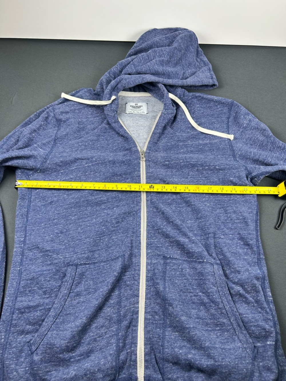 Reigning Champ Heathered Navy Full-Zip Hoodie (c0098) - Picture 3 of 7